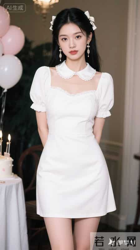 温柔白裙配蕾丝领，甜美又浪漫