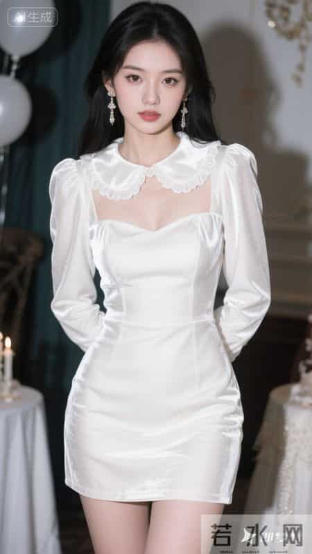 温柔白裙配蕾丝领，甜美又浪漫