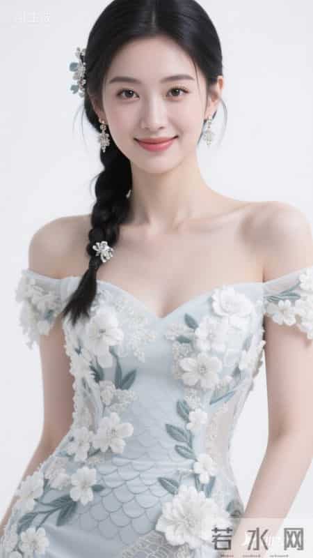 一字肩刺绣礼服，设计雅致灵动