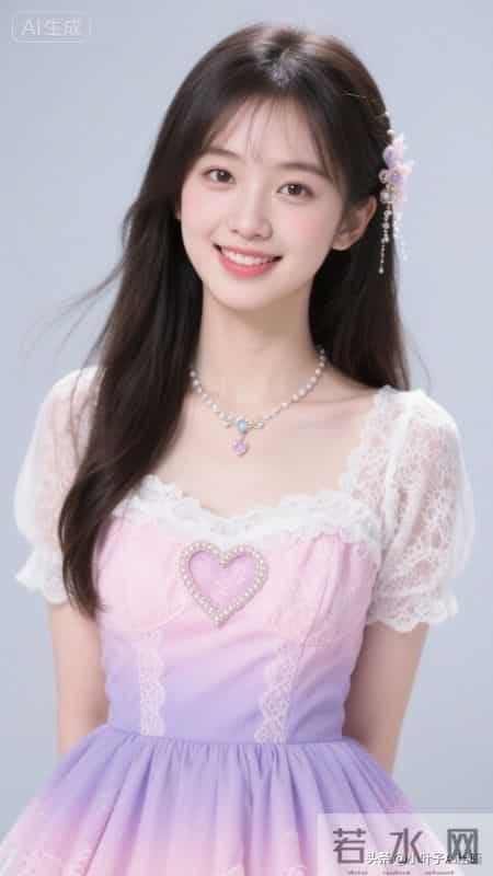 梦幻甜美的少女公主风~渐变紫无袖裙搭配蕾丝领口