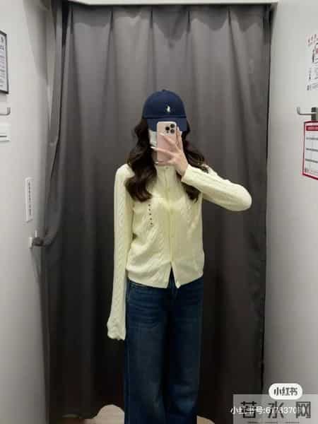 优衣库纽花针织衫色5色试穿合集