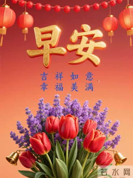 精选30张高清红色背景早安祝福图