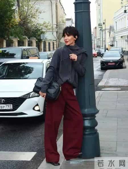 毛衣，配阔腿裤更好看！