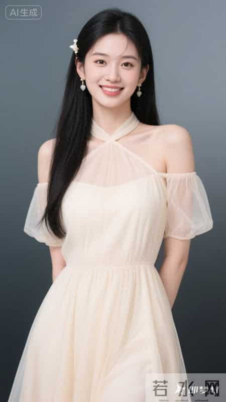 挂脖露肩设计连衣裙，薄纱材质自带通透感