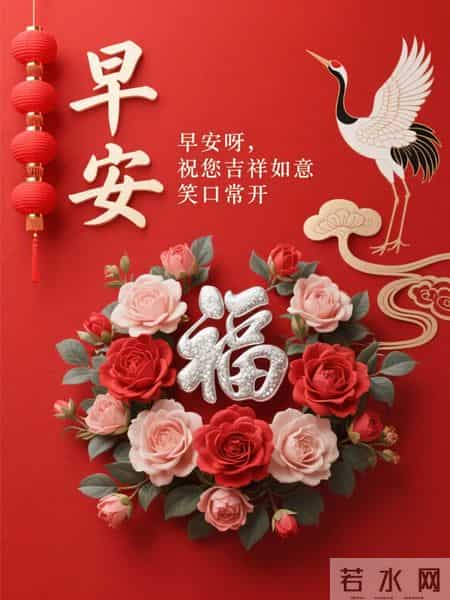 精选30张高清红色背景早安祝福图