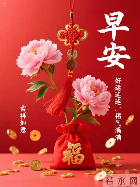 精选30张高清红色背景早安祝福图