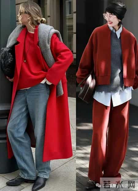 临到过年,“红+灰”穿搭又火了!穿上多减龄、自然