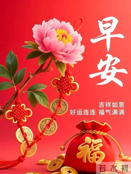精选30张高清红色背景早安祝福图