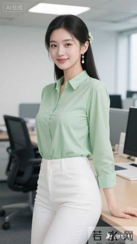 今日职场穿搭-浅绿+白，专业又显气质，工作状态满分