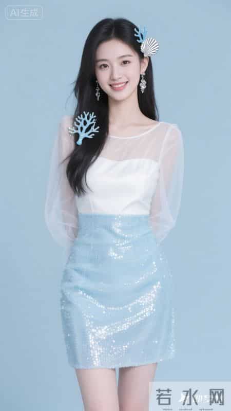 白蓝渐变轻纱裙，温柔又明艳