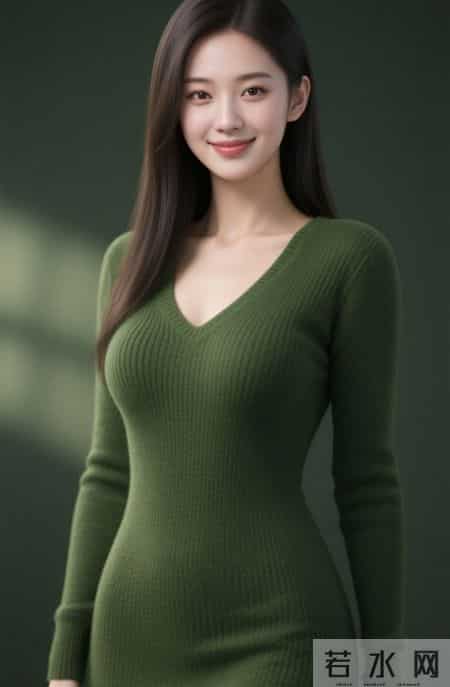 光影下的绿色针织衫