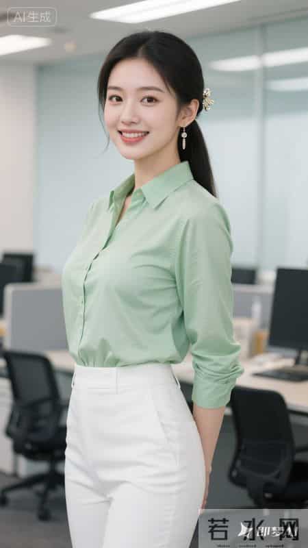 今日职场穿搭-浅绿+白，专业又显气质，工作状态满分