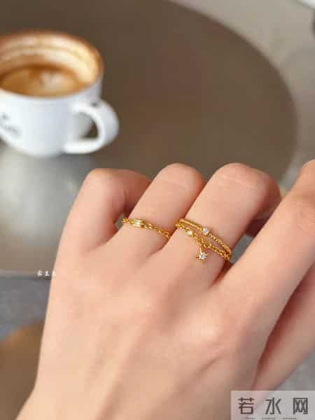 宝藏黄金戒指 钻石闪闪发光 怎么戴都好看