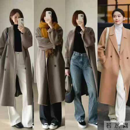 棕色大衣搭配“4条”直筒裤，让你美美过冬季，时髦大气不分年纪