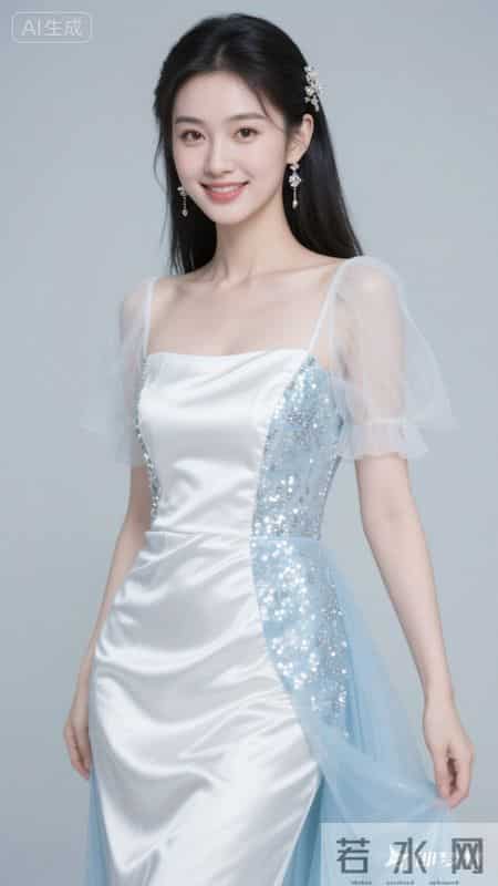 白蓝渐变轻纱裙，温柔又明艳