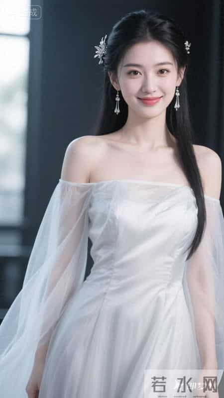 一袭白纱裙配银饰发簪，薄纱袖添灵动，尽显东方少女温婉仙气