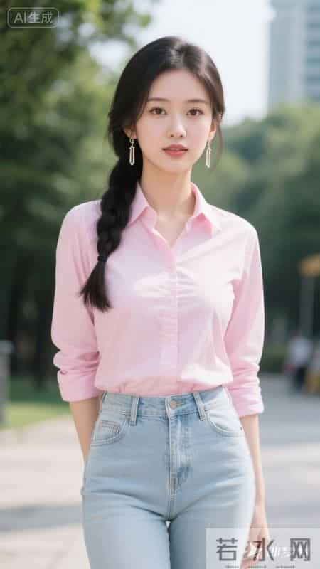 粉衫配浅蓝，走在初夏的风里，把松弛感穿成日常