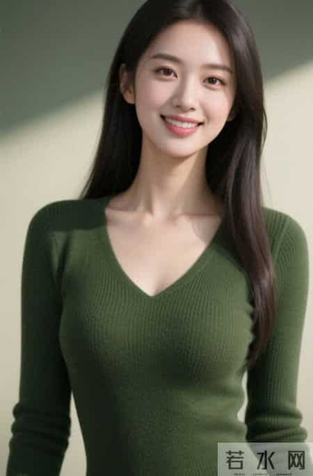 光影下的绿色针织衫