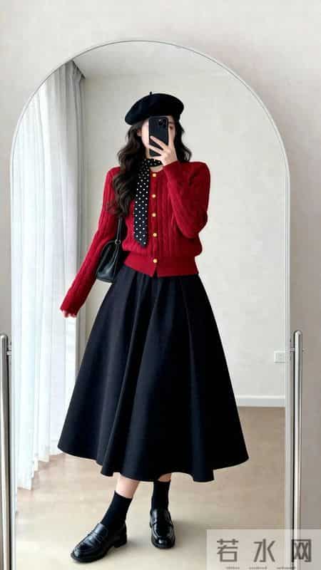 今年很流行毛衣开衫，“红色叠穿”，搭配大衣，简简单单就很好看
