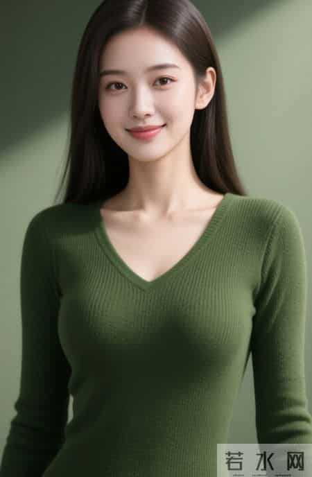 光影下的绿色针织衫