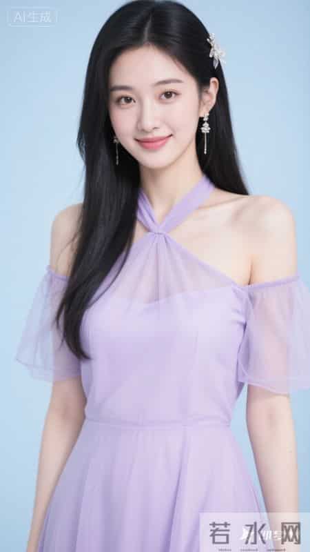 挂脖露肩设计连衣裙，薄纱材质自带通透感