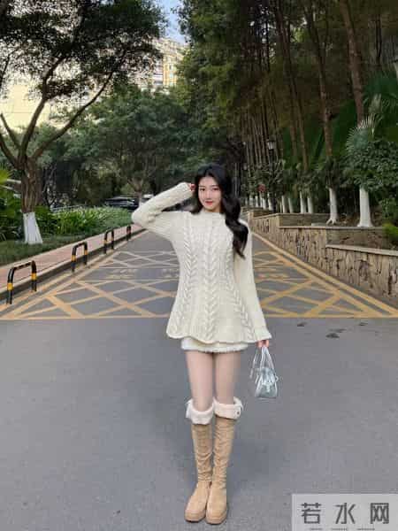 收腰毛衣配长靴，好漂亮呀！