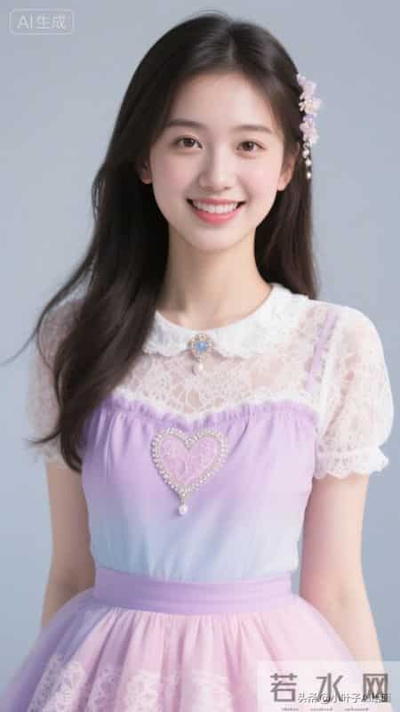 梦幻甜美的少女公主风~渐变紫无袖裙搭配蕾丝领口