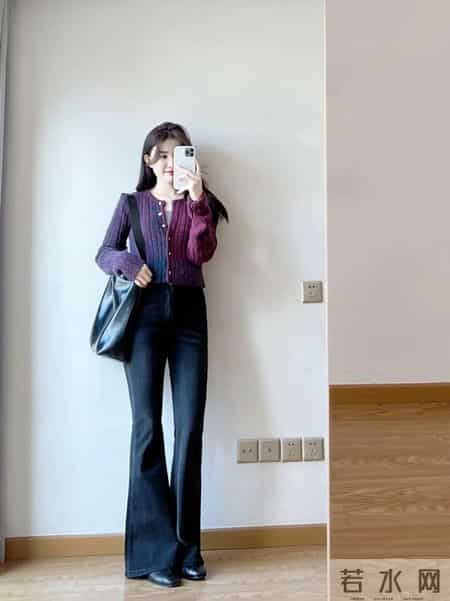 开衫×牛仔裤 “复古温柔姐姐” ,上短下长的穿搭公式~