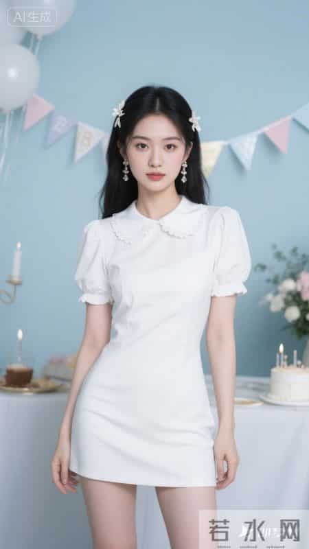 温柔白裙配蕾丝领，甜美又浪漫