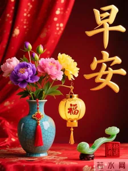 精选30张高清红色背景早安祝福图