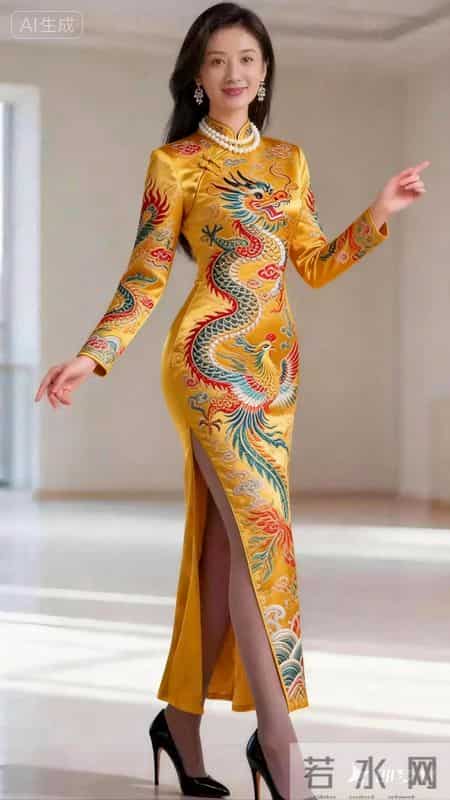 一袭金龙彩凤绣云锦，将东方华贵韵味穿在身上，步步生姿，皆风华