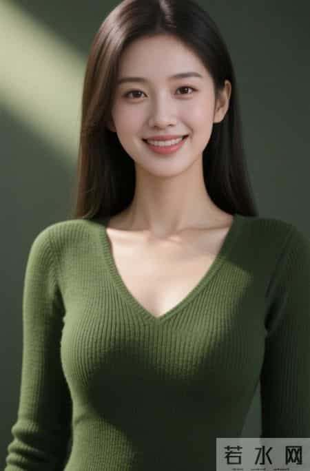 光影下的绿色针织衫