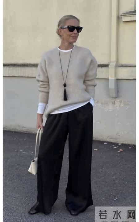 毛衣，配阔腿裤更好看！