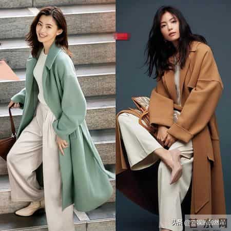 优雅的白色长裤搭配羊绒大衣，是不过时的经典