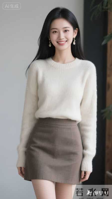早春穿搭-毛衣+半裙