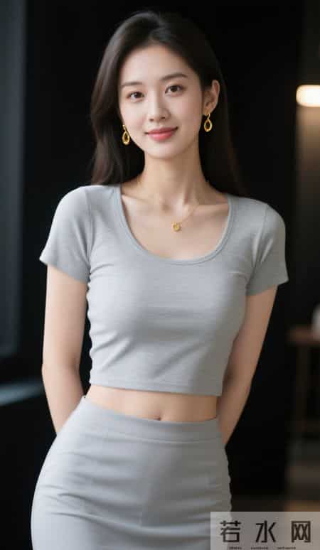 灰色短袖衫与灰色裙子