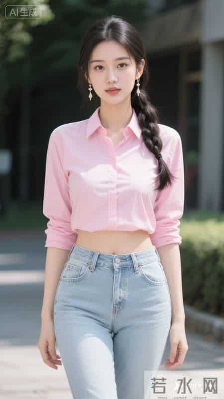 粉衫配浅蓝，走在初夏的风里，把松弛感穿成日常