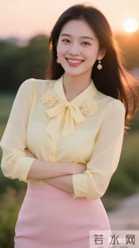 春日穿搭-奶黄衬衫+粉色短裙