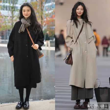 去了上海、杭州才发现：大衣下面不一定要搭长裤，这样穿会更时髦