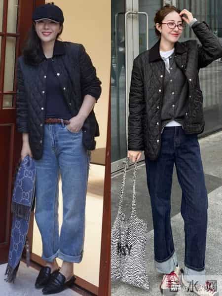 这才是冬天回头率最高的穿法：奶奶棉服+牛仔裤，时髦保暖又高级