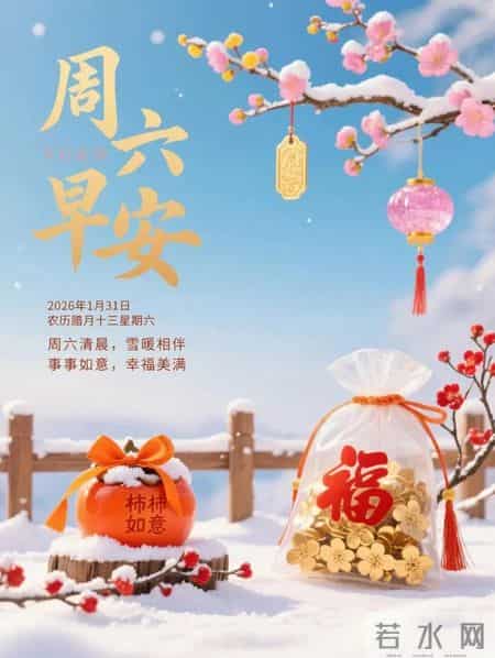 1月31日周六早安，1月再见，2月你好，所遇皆美好，未来皆可期。