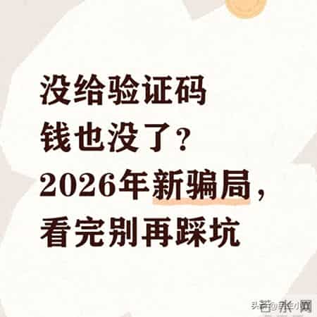 没给验证码钱也没了？2026年新骗局，看完别再踩坑