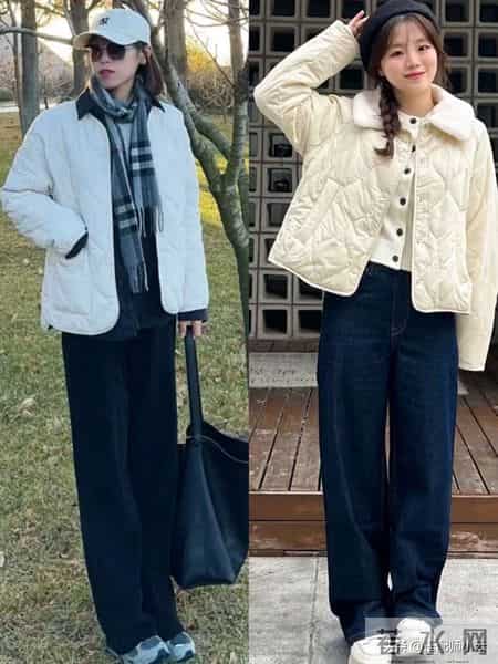 这才是冬天回头率最高的穿法：奶奶棉服+牛仔裤，时髦保暖又高级