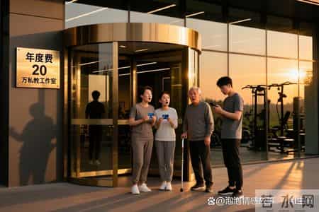 表姐偷拍我健身卡地址，周末带着全家来体验，看到年度费 20 万私教工作室的金属牌时，全家僵在旋转门前