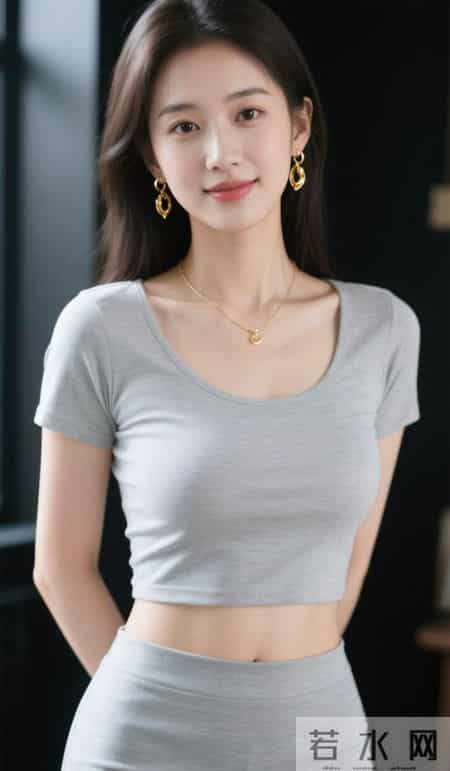 灰色短袖衫与灰色裙子