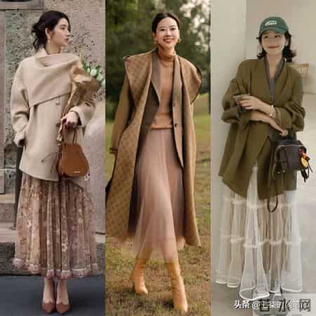 大衣+长裙，温柔又气质，永不过时的好看