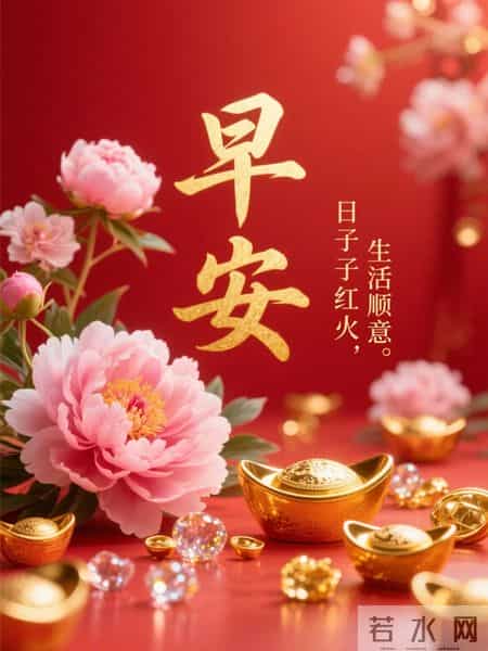 精选30张高清红色背景早安祝福图