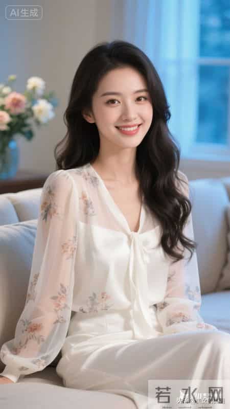 米雪纺睡衣的女人