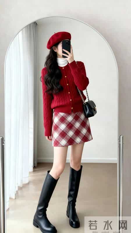 今年很流行毛衣开衫，“红色叠穿”，搭配大衣，简简单单就很好看