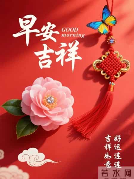 精选30张高清红色背景早安祝福图